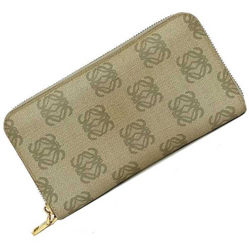 Loewe Round Zipper Long Wallet Anagram Leather Over Plenty Of Pockets Beige Gray